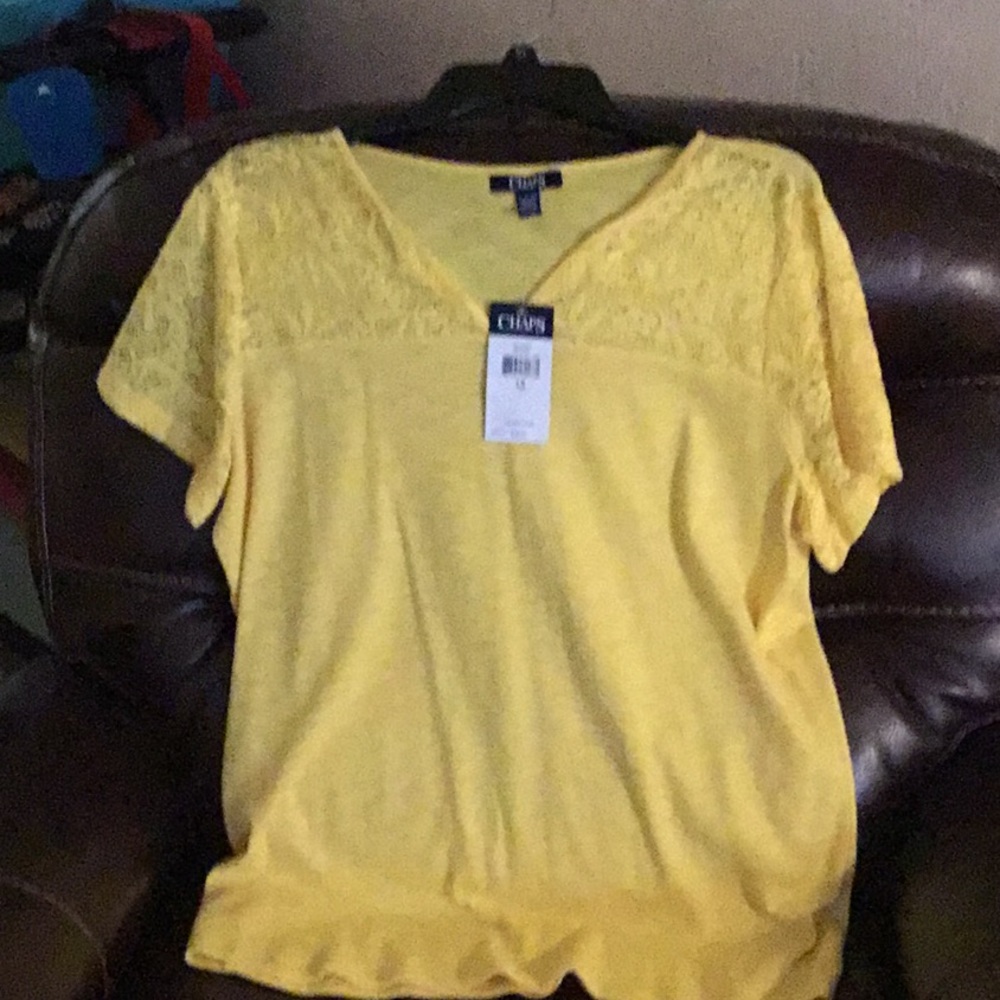 NWT Chaps Women’s yellow Short Sleeve Shirt/blouse